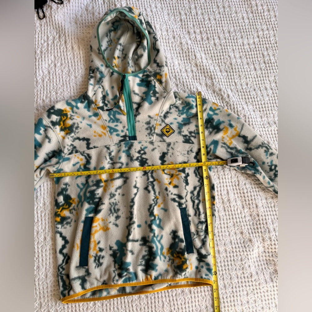 REI Outdoor Afro special edition Pullover Fleece Hoodie in Cream, Teal & Yellow-